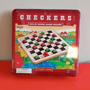 Checkers Solid Wood Game Board - Red and Green